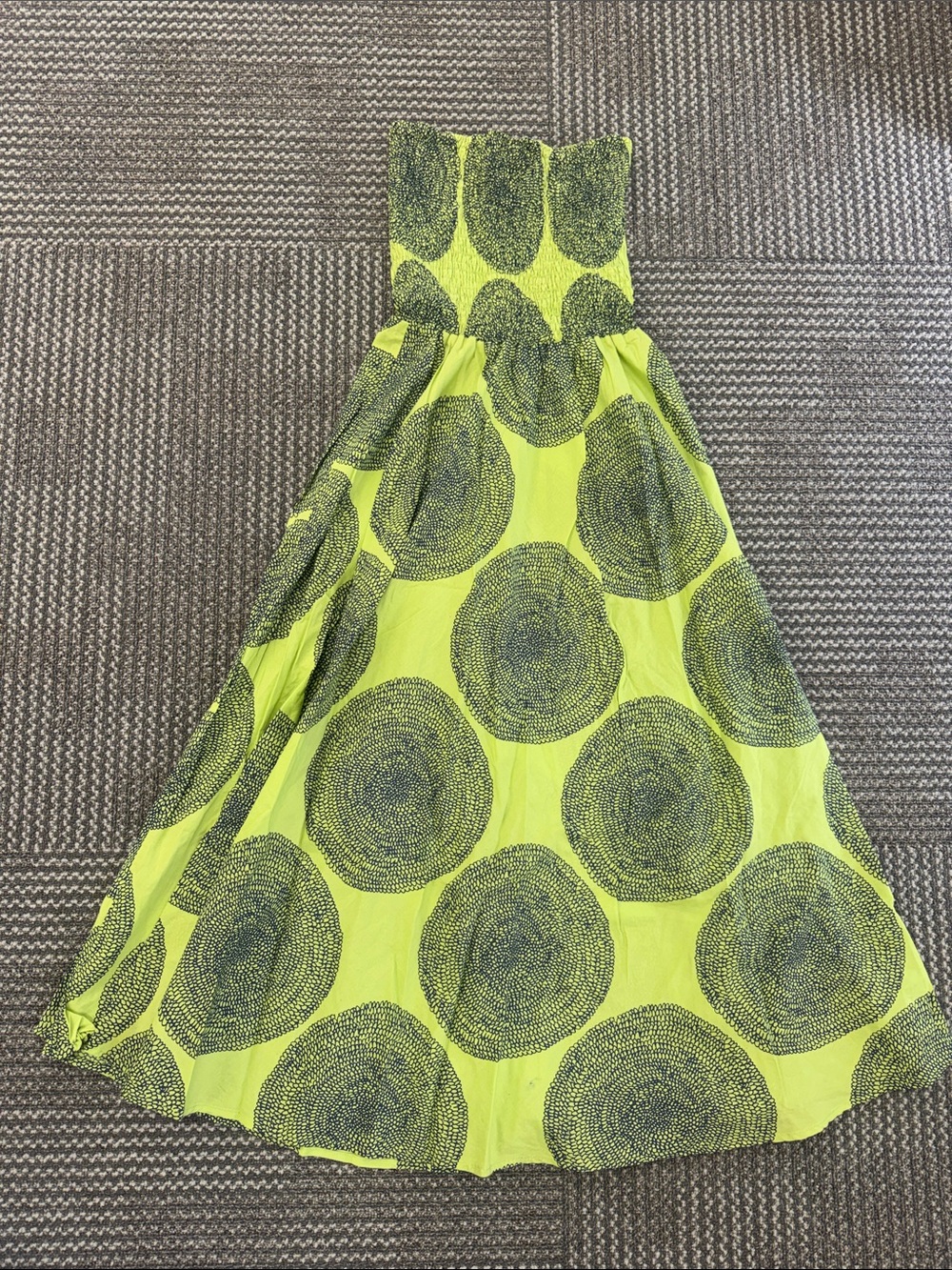 Marimekko Mika Piirainen Mustapippuri Punapippuri Lime Green Midi Dress, size S